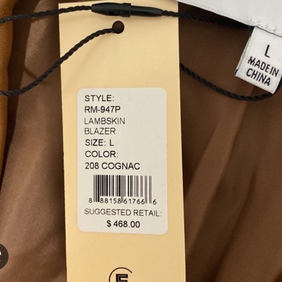 NWT Rebecca Minkoff Faux Lambskin blazer Cognac size large - Picture 2 of 3